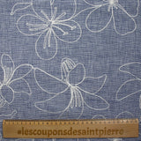 Toile brodée Ariel marine chiné