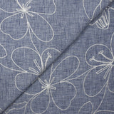 Toile brodée Ariel marine chiné