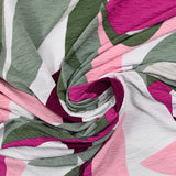 Maille plissée satinée abstrait fuchsia et vert