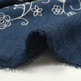 Twill of embroidered polyester ground background navy