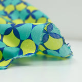 Algodón estampado digital de lunares y trébol limón fondo marino
