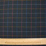 Tejido de poliviscosa teñida a cuadros Nicolas, fondo azul marino jaspeado