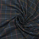 Tejido de poliviscosa teñida a cuadros Nicolas, fondo azul marino jaspeado