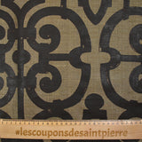 Doupion 100% soie imprimé ornement fond beige