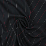 Fondo negro rojo y gris rayado de poliviscosa teñida tejida