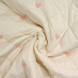 Mutelass embroidered small pink cores rosé ecru background