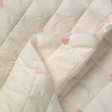 Mutelass embroidered small pink cores rosé ecru background