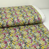 Cotton print Matilde Flowers Fuchsia and Yellow per meter
