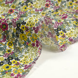 Cotton print Matilde Flowers Fuchsia and Yellow per meter
