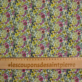 Cotton print Matilde Flowers Fuchsia and Yellow per meter