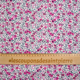 Anna pink flowers printed cotton and fuchsia white background per meter