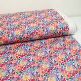 Cotton print Matilde orange and blue flowers per meter