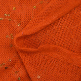 Maille tricot broderie et sequins orange