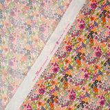 Cotton print Matilde Flowers orange and fuchsia per meter
