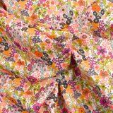 Cotton print Matilde Flowers orange and fuchsia per meter