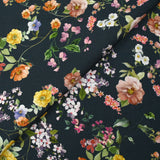 Twill de viscose imprimé botanique fond marine