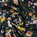 Twill de viscose imprimé botanique fond marine