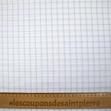 Popeline polycoton tissée-teinte à carreaux Barnabé bleu fond blanc