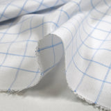 Popeline polycoton tissée-teinte à carreaux Barnabé bleu fond blanc