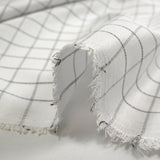 Popeline polycoton tissée-teinte à carreaux Barnabé gris fond blanc