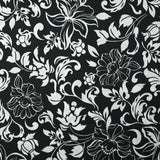 Satin de viscose imprimé fleurs en arabesque fond noir