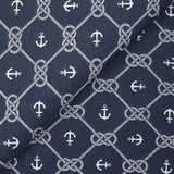 Polycotton printed knot and ink navy background