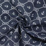Polycotton printed knot and ink navy background