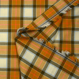 Polyviscose tissée-teinte à carreaux Franck moutarde fond écru