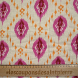 Double gaze matelassée double face indien Gurugram rose fond écru au mètre