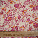 Double gaze matelassée double face indien Gurugram rose fond écru au mètre