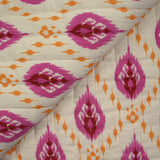 Double gaze matelassée double face indien Gurugram rose fond écru au mètre