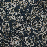 Double gaze matelassée double face indien Noida fond marine et écru au mètre