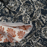 Double gaze matelassée double face indien Noida fond marine et écru au mètre