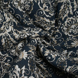 Double gaze matelassée double face indien Noida fond marine et écru au mètre