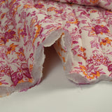 Double gaze matelassée double face indien Gurugram rose fond écru au mètre