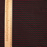 Jacquard polyviscose rayé rouge et kaki fond noir