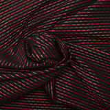 Jacquard polyviscose rayé rouge et kaki fond noir