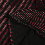 Jacquard polyviscose rayé rouge et kaki fond noir