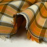 Polyviscose tissée-teinte à carreaux Franck moutarde fond écru