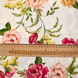 Viscose imprimée rosier fond écru