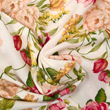 Viscose imprimée rosier fond écru