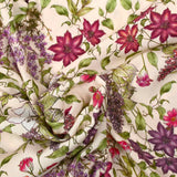 Viscose imprimée lien floral fond crème
