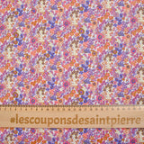 Cotton print Matilde Flowers Coral and Lavender per meter