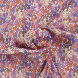 Cotton print Matilde Flowers Coral and Lavender per meter