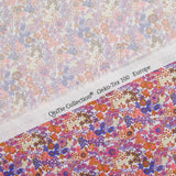 Cotton print Matilde Flowers Coral and Lavender per meter