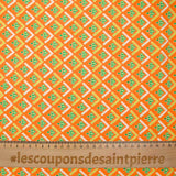 Viscose imprimée vintage fond orange