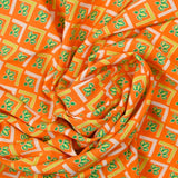 Viscose imprimée vintage fond orange