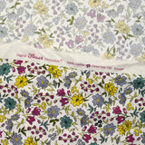 Cotton printed vittoria gray flowers and vintage honey ecru bottom per meter