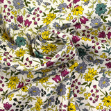 Cotton printed vittoria gray flowers and vintage honey ecru bottom per meter