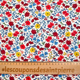 Cotton printed vittoria red and yellow flowers vintage white background broken per meter
